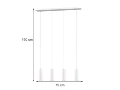 LED Pendelleuchte 4-flammig Metall Weiß, Breite 75cm