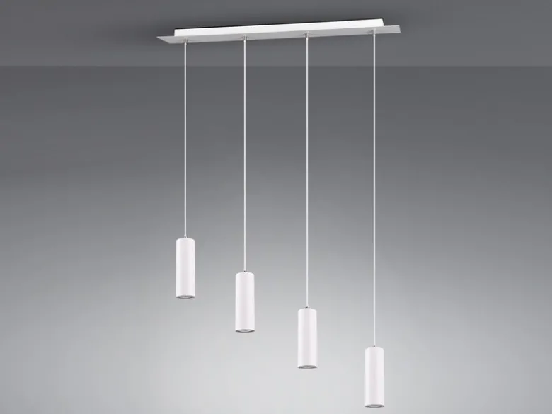 LED Pendelleuchte 4-flammig Metall Weiß, Breite 75cm