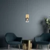 LED Pendelleuchte 1-flammig Messing matt mit Rauchglas Schirm, Ø 10cm