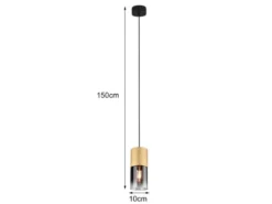 LED Pendelleuchte 1-flammig Messing matt mit Rauchglas Schirm, Ø 10cm