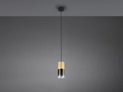 LED Pendelleuchte 1-flammig Messing matt mit Rauchglas Schirm, Ø 10cm