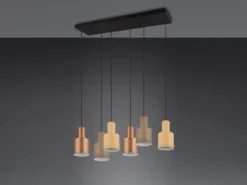 LED Pendelleuchte 6-flammig Metall Coffee Töne, Breite 85cm