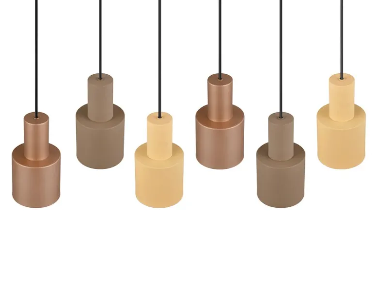 LED Pendelleuchte 6-flammig Metall Coffee Töne, Breite 85cm