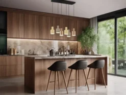 LED Pendelleuchte 6-flammig Metall Coffee Töne, Breite 85cm