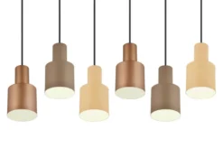 LED Pendelleuchte 6-flammig Metall Coffee Töne, Breite 85cm