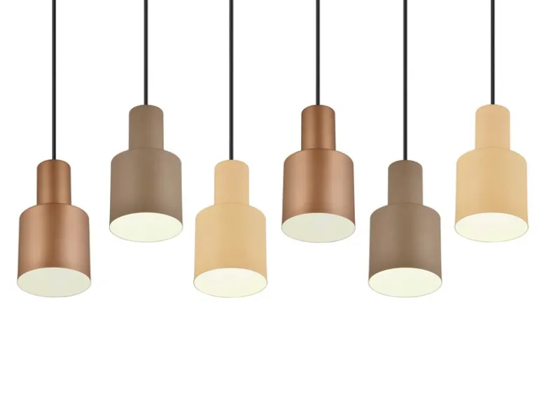 LED Pendelleuchte 6-flammig Metall Coffee Töne, Breite 85cm