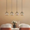 LED Pendelleuchte 4-flammig Metall Schwarz Gold mit Glaskristallen, Breite 73cm