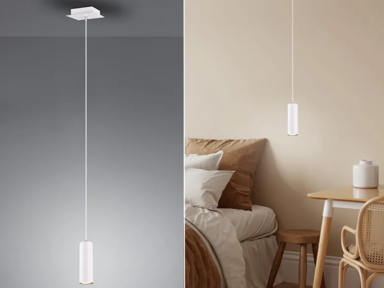 LED Pendelleuchte 1-flammig Metall in Weiß matt, Ø 12cm