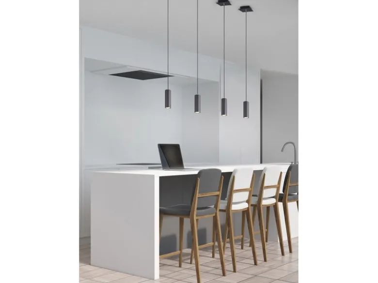 LED Pendelleuchte 1-flammig Metall in Schwarz matt, Ø 12cm