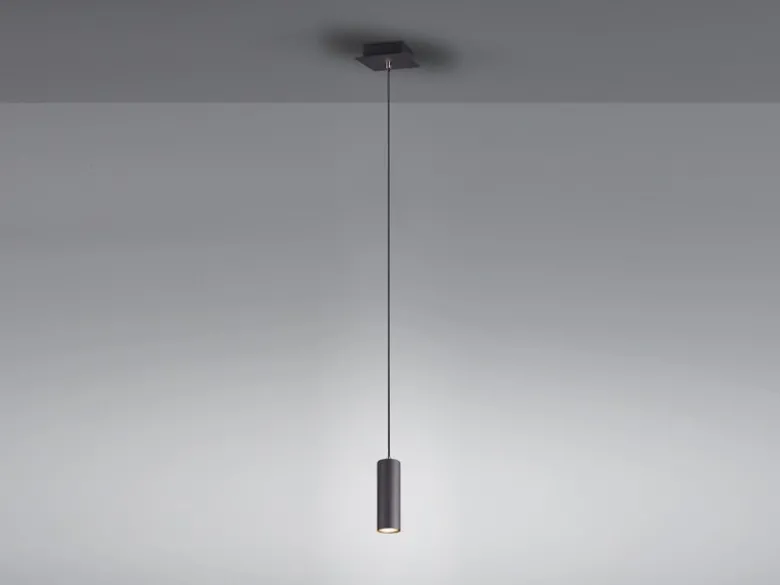 LED Pendelleuchte 1-flammig Metall in Schwarz matt, Ø 12cm