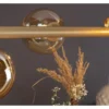LED Pendelleuchte 6 flammig Messing & Amberglas, Breite 144cm