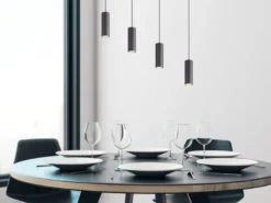 LED Pendelleuchte 4-flammig Metall Schwarz, Breite 75cm