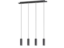 LED Pendelleuchte 4-flammig Metall Schwarz, Breite 75cm