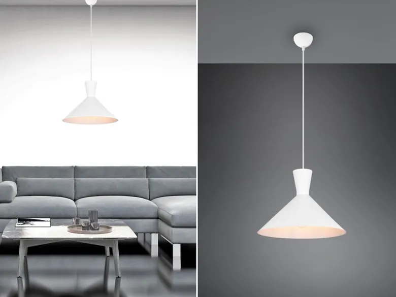 LED Pendelleuchte 1-flammig Metall Lampenschirm Weiß, Ø 35cm