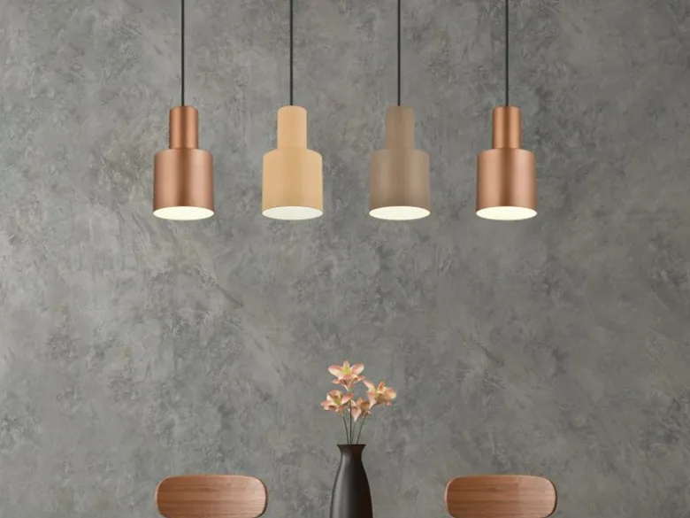 LED Pendelleuchte 4-flammig Metall Coffee Töne, Breite 87cm