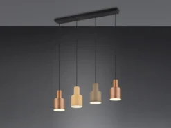 LED Pendelleuchte 4-flammig Metall Coffee Töne, Breite 87cm