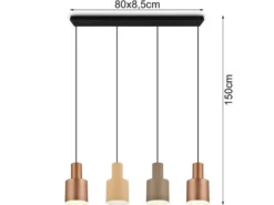 LED Pendelleuchte 4-flammig Metall Coffee Töne, Breite 87cm