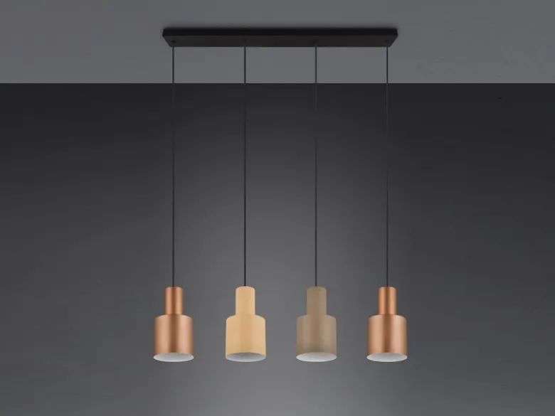 LED Pendelleuchte 4-flammig Metall Coffee Töne, Breite 87cm