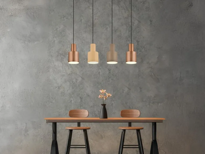 LED Pendelleuchte 4-flammig Metall Coffee Töne, Breite 87cm