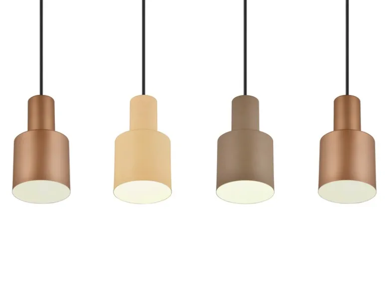 LED Pendelleuchte 4-flammig Metall Coffee Töne, Breite 87cm