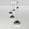 LED Pendelleuchte 5-flammig mit Glaskugeln aus Rauchglas, Ø 65cm