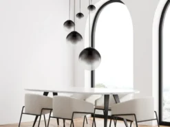 LED Pendelleuchte 5-flammig mit Glaskugeln aus Rauchglas, Ø 65cm