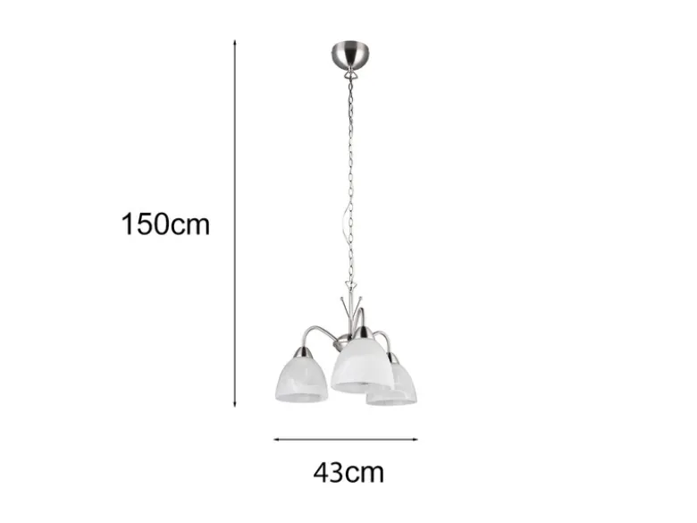 LED Pendelleuchte 3-flammig mit Glas Lampenschirmen Weiß, Ø 43cm