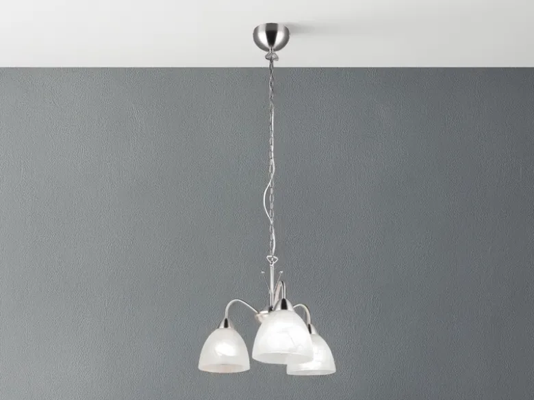 LED Pendelleuchte 3-flammig mit Glas Lampenschirmen Weiß, Ø 43cm