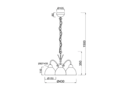 LED Pendelleuchte 3-flammig mit Glas Lampenschirmen Weiß, Ø 43cm