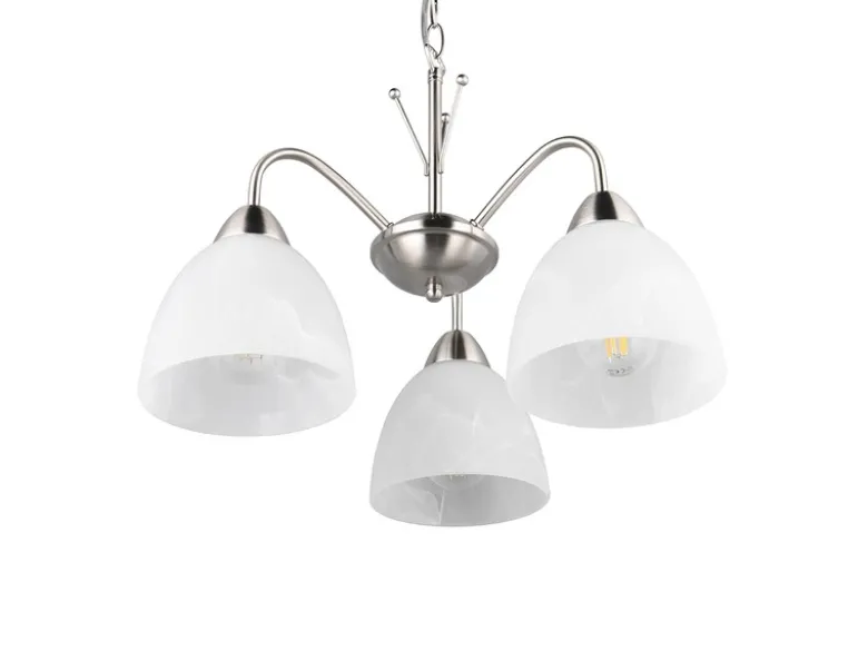 LED Pendelleuchte 3-flammig mit Glas Lampenschirmen Weiß, Ø 43cm