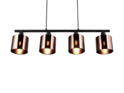 LED Pendelleuchte 4-flammig mit Lampenschirmen Bronzefarbig, Breite 75cm
