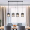 LED Pendelleuchte 4-flammig mit Rauchglas Stäben, Breite 110cm