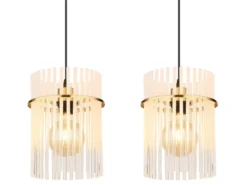 LED Pendelleuchte 4-flammig mit transparenten Echtglas Stäben, B 110cm
