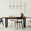 LED Pendelleuchte 4-flammig mit Rauchglas Kristall, Breite 88cm
