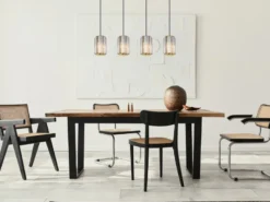 LED Pendelleuchte 4-flammig mit Rauchglas Kristall, Breite 88cm