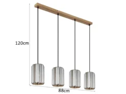 LED Pendelleuchte 4-flammig mit Rauchglas Kristall, Breite 88cm