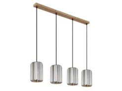 LED Pendelleuchte 4-flammig mit Rauchglas Kristall, Breite 88cm