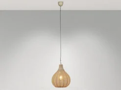 LED Pendelleuchte 1-flammig mit Lampenschirm aus Jute, Ø 34cm