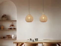 LED Pendelleuchte 1-flammig mit Lampenschirm aus Jute, Ø 34cm