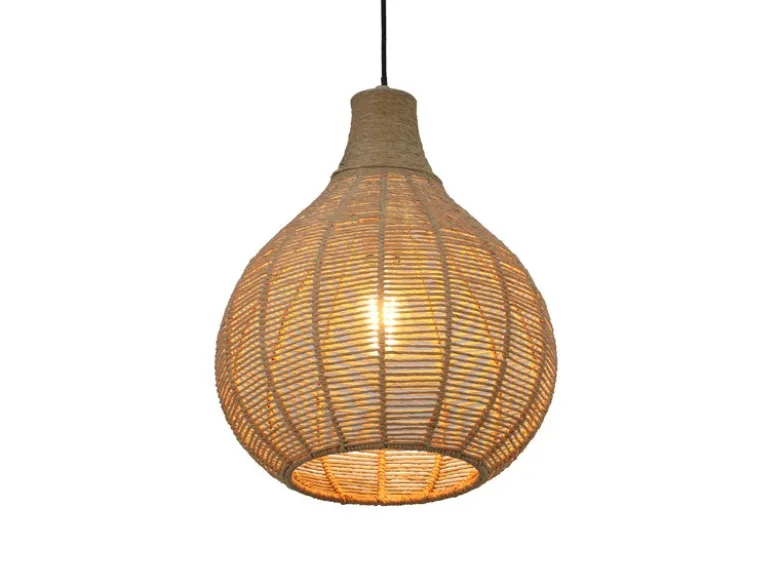 LED Pendelleuchte 1-flammig mit Lampenschirm aus Jute, Ø 34cm