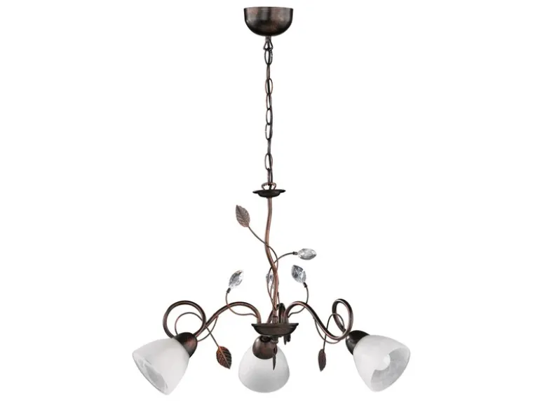 LED Pendelleuchte 3-flammig mit Glasschirmen und Kristalldeko, Ø 70cm