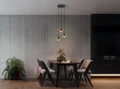 LED Pendelleuchte 3-flammig mit Rauchglas Kugeln, Ø 30cm