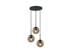 LED Pendelleuchte 3-flammig mit Rauchglas Kugeln, Ø 30cm