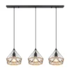 LED Pendelleuchte 3-flammig mit Hanfseil und Drahtgestell, Breite 100cm