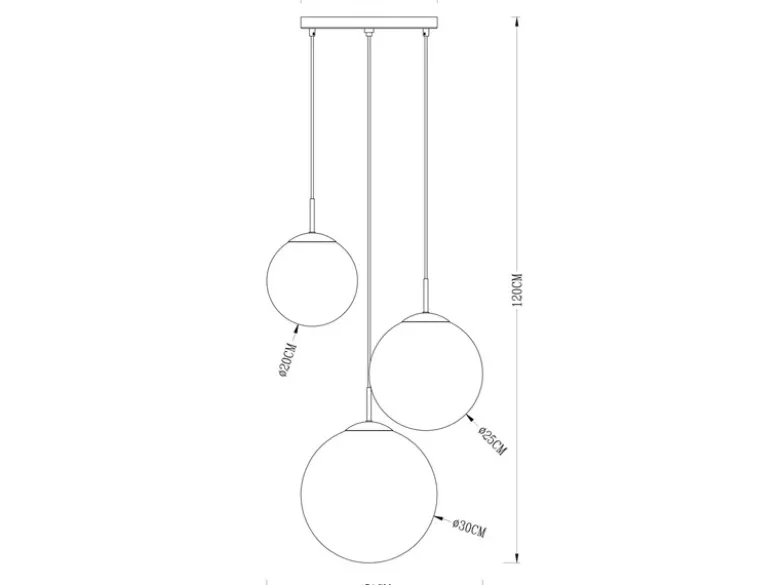 LED Pendelleuchte 3-flammig mit Glaskugeln in Chrom & Klarglas, Ø 51cm