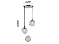 LED Pendelleuchte 3-flammig mit Rauchglas Glaskugeln, Ø 35cm