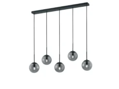 LED Pendelleuchte 5-flammig mit Rauchglas Kugeln, Breite 100cm