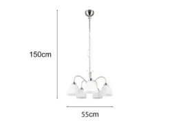 LED Pendelleuchte 5-flammig mit Glas Lampenschirmen Weiß, Ø 55cm