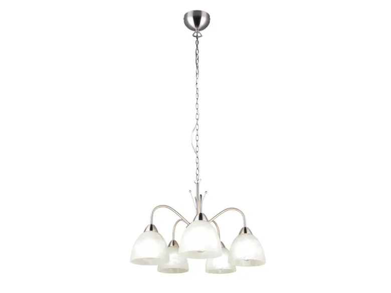 LED Pendelleuchte 5-flammig mit Glas Lampenschirmen Weiß, Ø 55cm