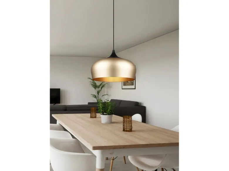 LED Pendelleuchte 1-flammig mit Lampenschirm Messing, Ø 45cm